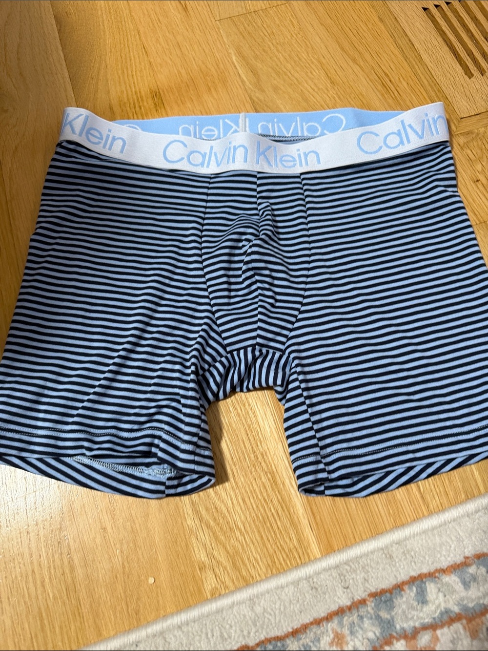 Calvin Klein Light Blue & Black Horizontal Stripe Boxer Briefs